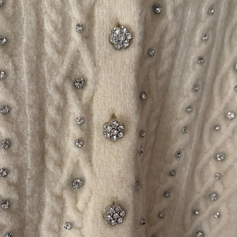 Zara Cream Cable Knit Sweater with sparkle detail - Picture 3 of 4